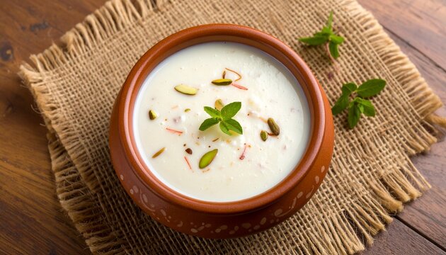 Traditional Bengali sweets: Mishti Doi in clay pots and syrupy Rosogolla on a plate.