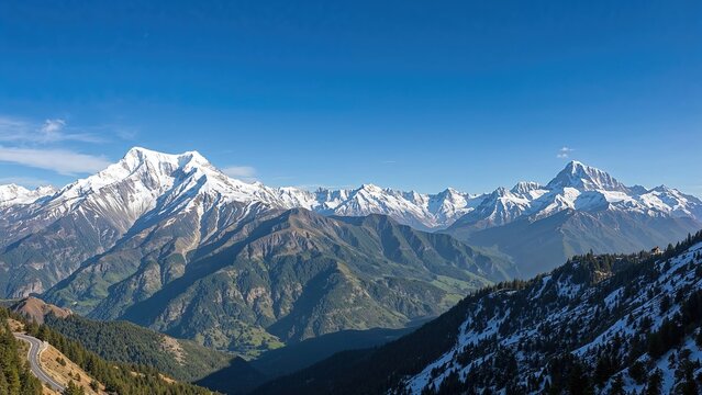 Majestic view of Nanda Devi peak from a popular lookout in Auli.