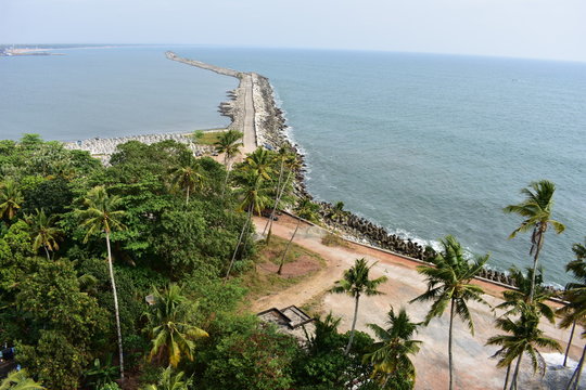 The historic Thangassery Lighthouse, a key place to visit in Kollam for panoramic coastal views.