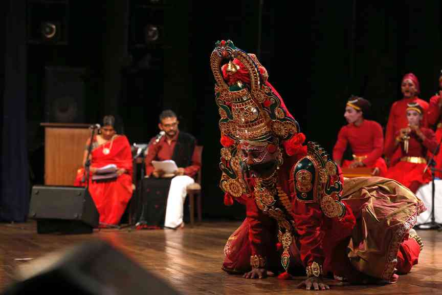 A scene from a traditional folk theatre performance.