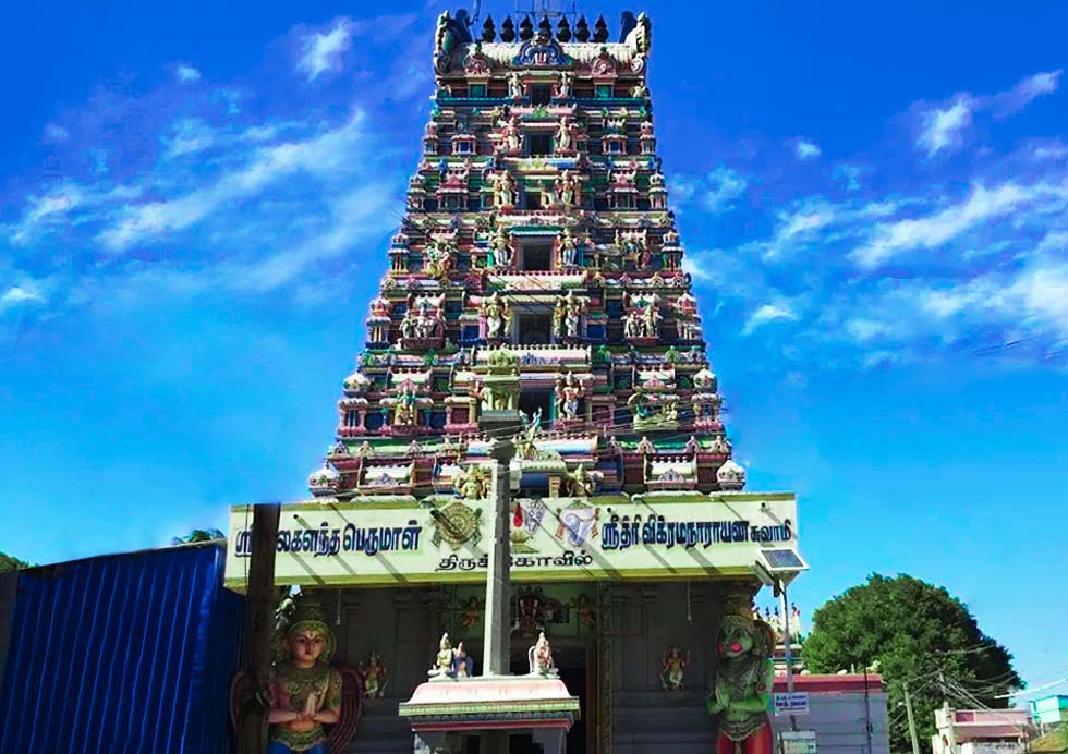 The massive 35-foot idol at Ulagalanda Perumal Temple, a significant place to visit in Kanchipuram.