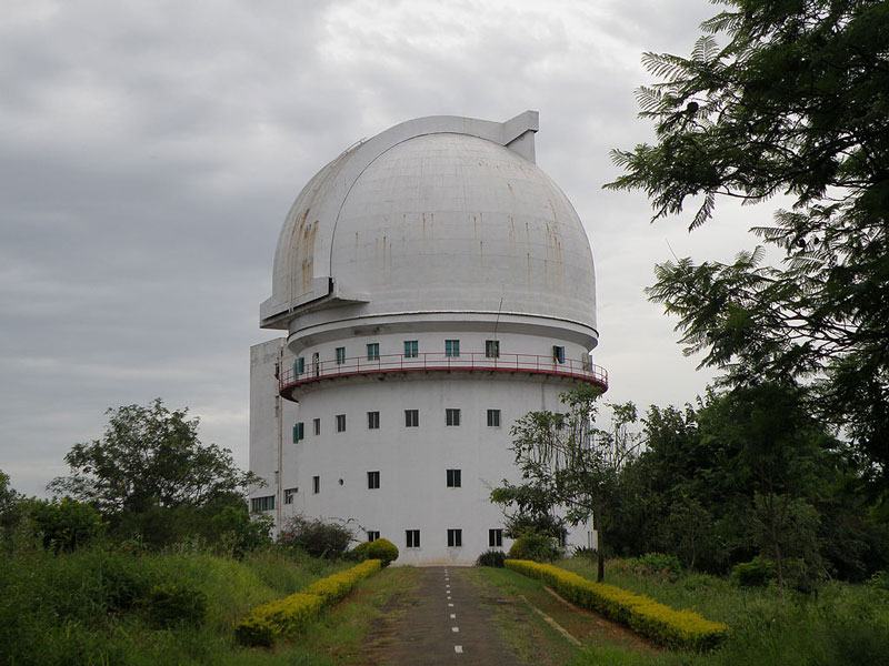 The white dome of the Vainu Bappu Observatory in the Javadi Hills, a scientific place to visit in Vellore.