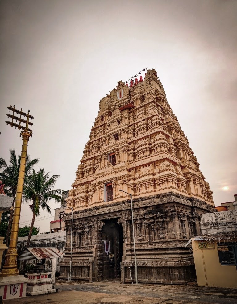 Main shrine of the Yathothkari Perumal Temple, a Divya Desam in Kanchipuram.