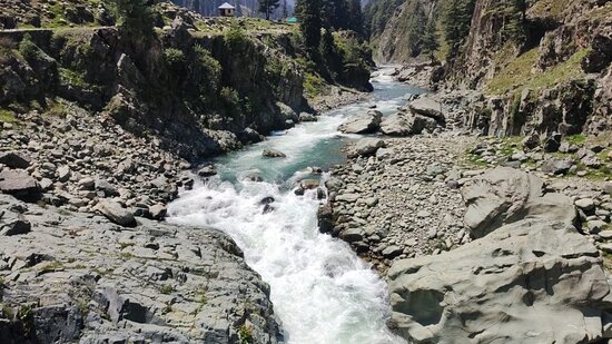 Aharbal Waterfall, a powerful waterfall often called the "Niagara of Kashmir".