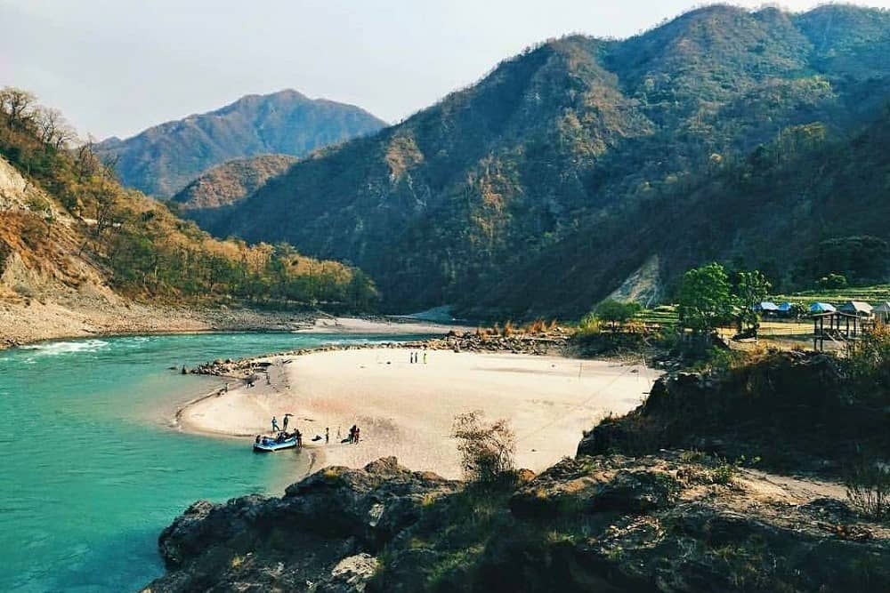 Byasi, a popular spot for white-water rafting on the Ganges near Rishikesh.