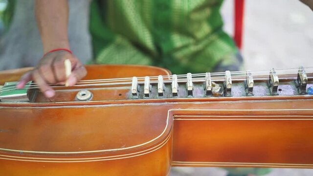 An artist performing the traditional Jammu folk song known as Chhakri.