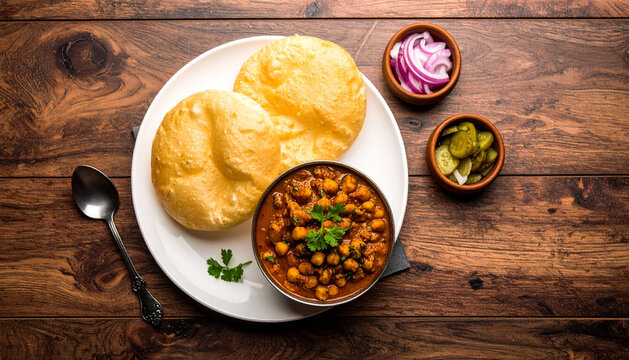 A delicious serving of Chole Bhature, a classic North Indian meal.