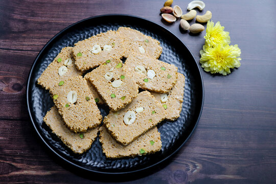 An assortment of dry fruits and colorful local sweets.