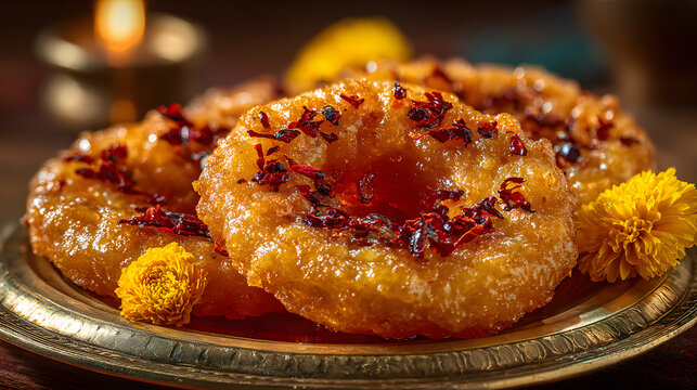 Fafda-Jalebi, a popular Gujarati snack and sweet combination.