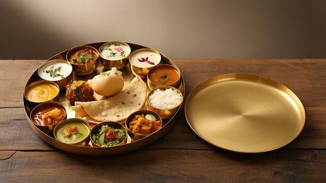 A traditional Gujarati Thali meal with multiple dishes.