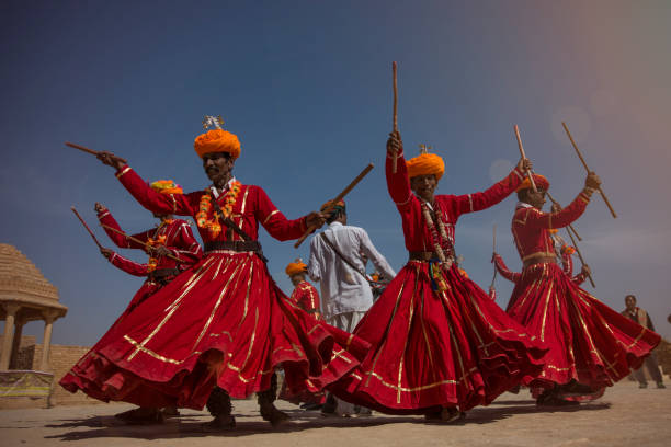 Dancers performing vibrant Gujjar folk dances.