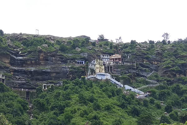 Hanuman Dhara temple with a natural waterfall, a scenic devotional place to visit in Chitrakoot.