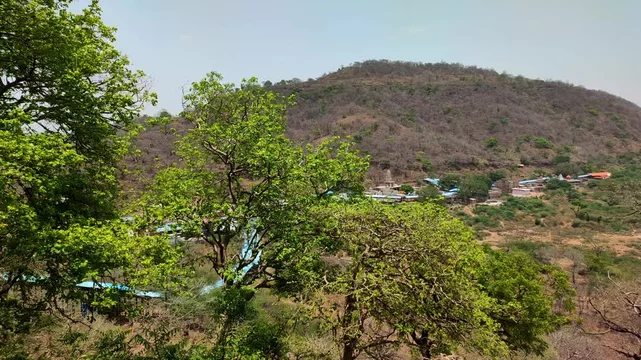 Pilgrims performing the parikrama (circumambulation) around Kamadgiri Hill in Chitrakoot.