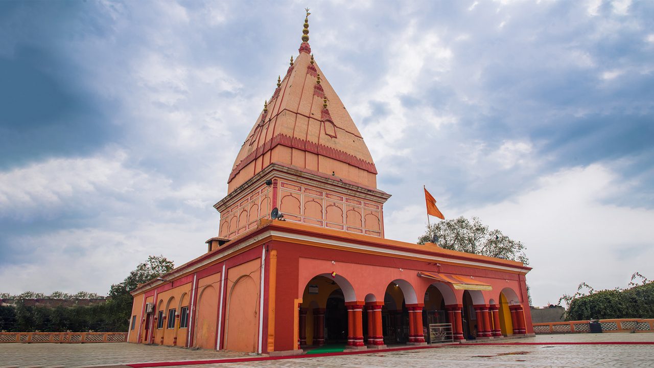 The grand and ornate facade of the historic Raghunath Temple in Jammu.
