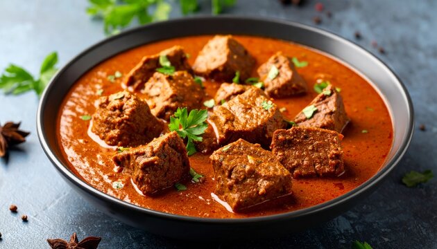 A flavorful and aromatic plate of Kashmiri Rogan Josh.
