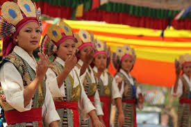 A vibrant cultural dance performance by students at the Tibetan Institute of Performing Arts (TIPA).