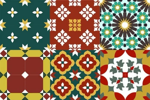 Athangudi Tiles, a close-up of vibrant, patterned cement tiles.