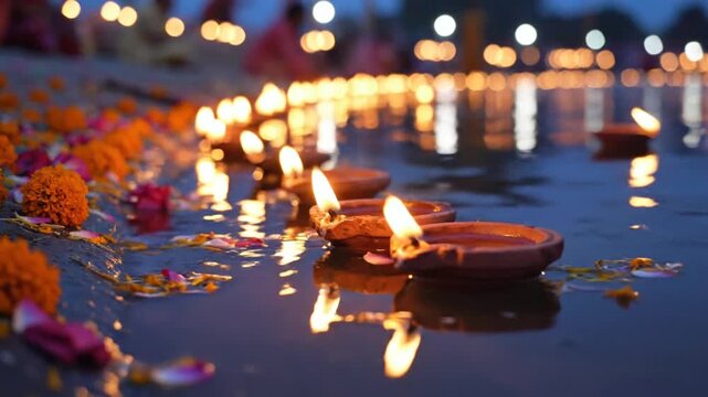 Devotees performing the divine Ganga Aarti on the riverbanks in Uttarkashi.