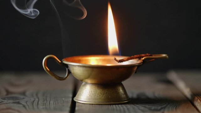 Handcrafted brass and wooden lamps at a local artisan shop.