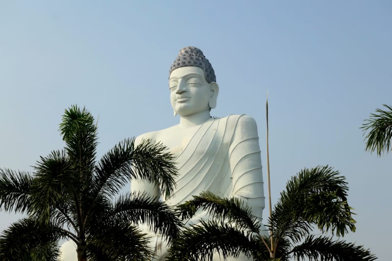 The towering 125-foot Dhyana Buddha statue, a modern iconic place to visit in Amaravati.