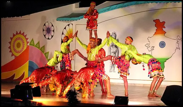 Villagers celebrating with the lively Diwari folk dance.