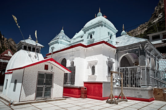 The majestic entrance of Gangotri Dham, one of the Char Dham sites in Uttarkashi.