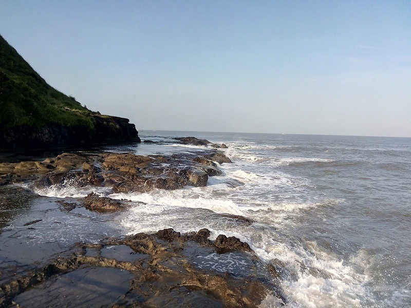 Temple spires overlooking the beach at Harihareshwar.