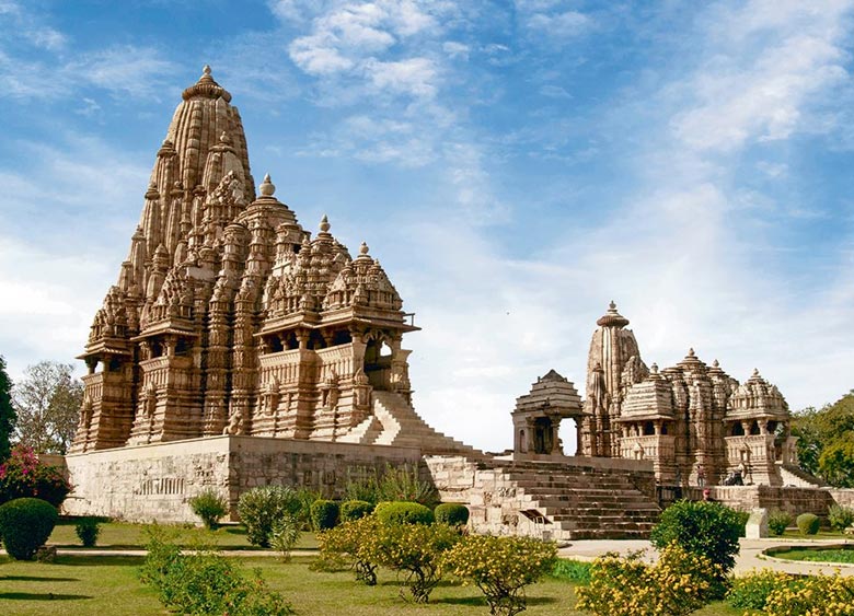 Exquisite erotic sculptures at the world-famous Khajuraho Temples complex.