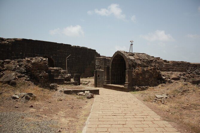 Aerial view of Kolaba Fort surrounded by the Arabian Sea.