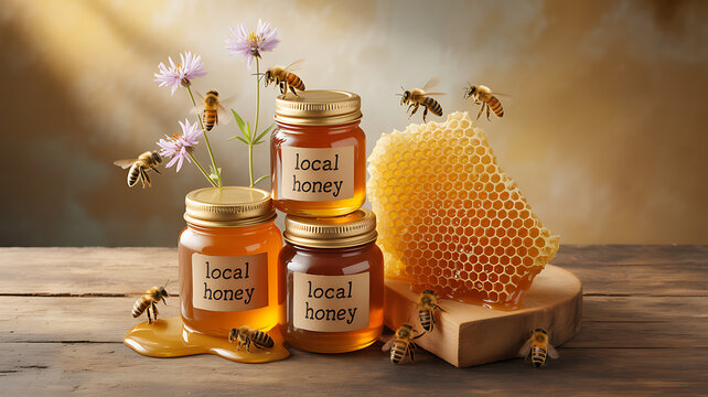 A jar of organic raw honey harvested from the high altitudes of the Himalayas.