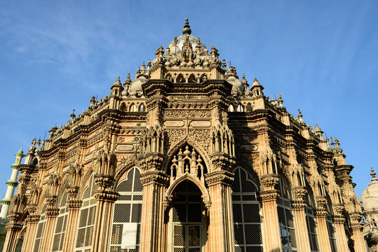 The ornate silver doors and minarets of Mahabat Maqbara, an architectural gem in Junagadh.
