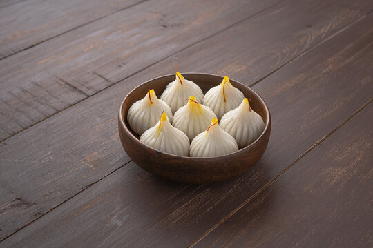 Steamed Modak sweets offered as Prasad during Ganesh festival.