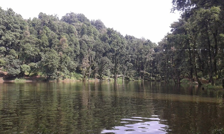 serene high-altitude lake with mythological significance