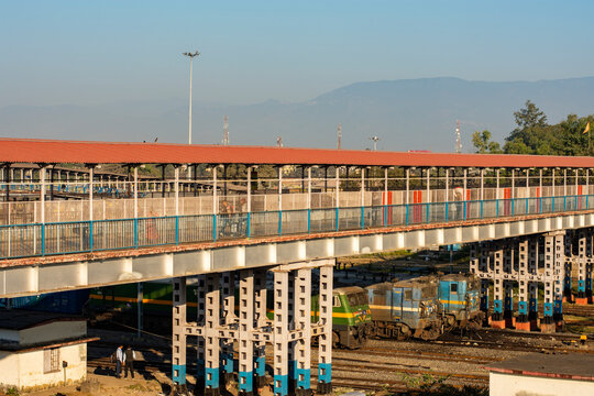 Exterior view of New Jalpaiguri Railway Station, a major rail hub in jalpaiguri.