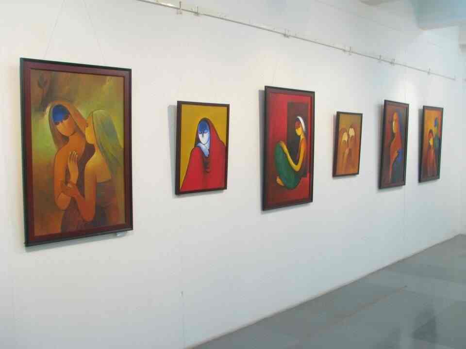 Local artwork displayed at Sagar Art Gallery, a cultural place to visit in Alibag.