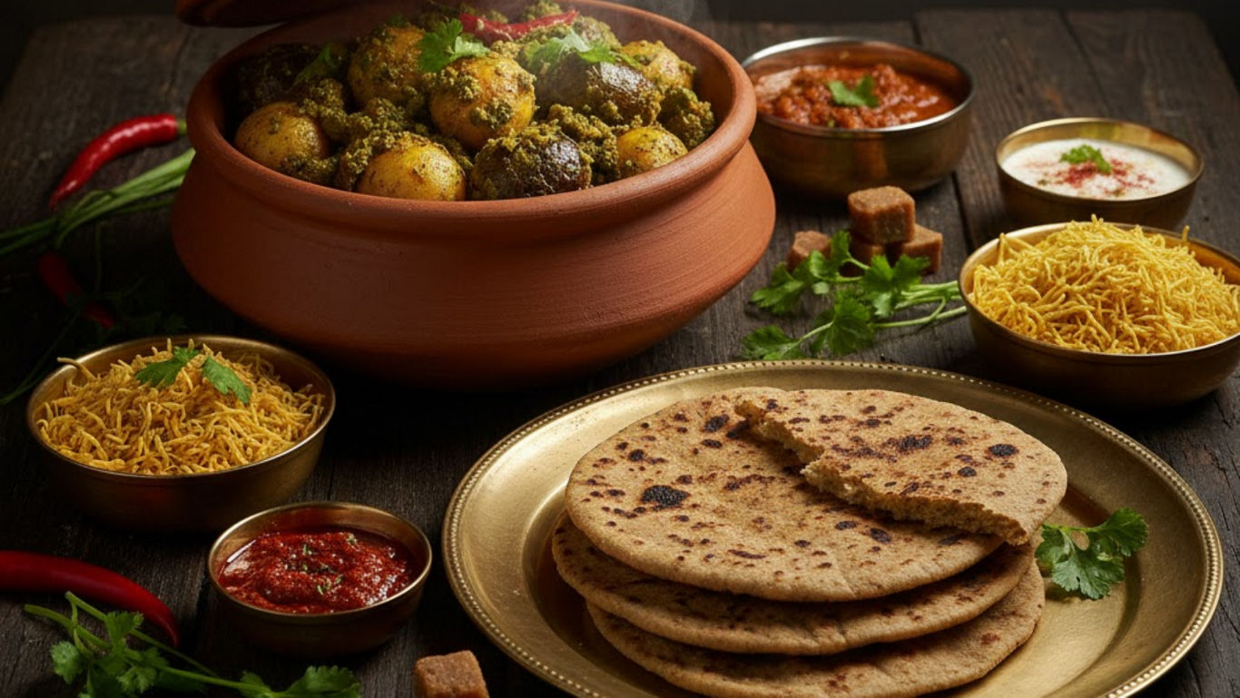 A traditional platter of flavorful Kathiawadi Cuisine.