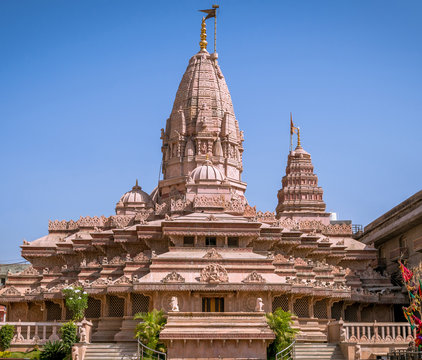 Ancient stone architecture of Shri Ambadevi Temple, a historic amaravati shrine.
