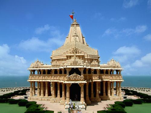 The magnificent Somnath Temple on the Arabian Sea coast.