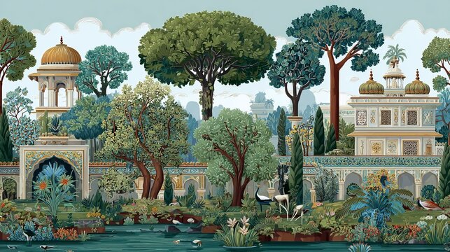 A peaceful walk through the historic Mughal gardens at Kabuli Bagh Mosque complex in Panipat.