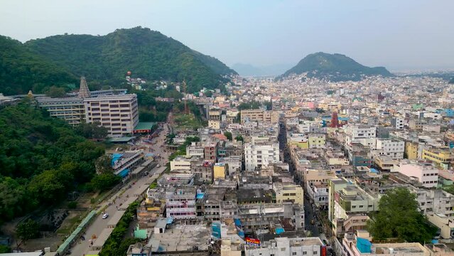 The bustling Kanaka Durga Temple atop Indrakeeladri Hill, a major pilgrimage place to visit near Amaravati.