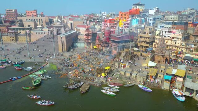 Peaceful evening view of the ghats and river at Vishwanath Ghat in Uttarkashi.