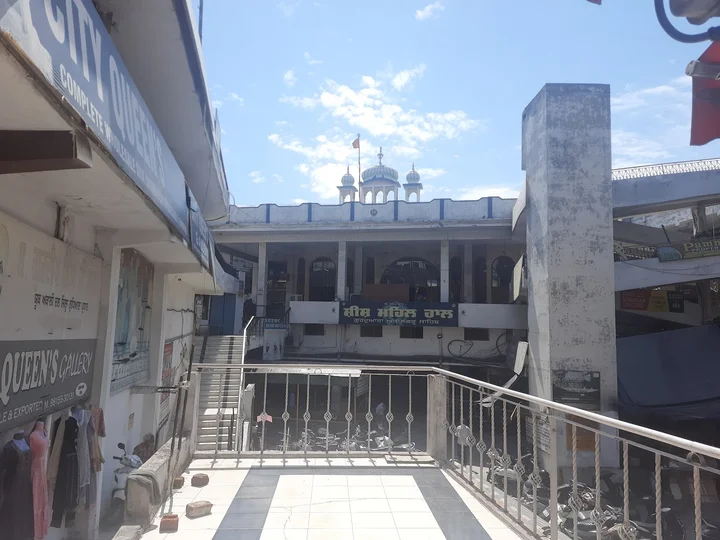 Sacred Sikh shrine with white domes in the town of Akalgarh near Patiala.