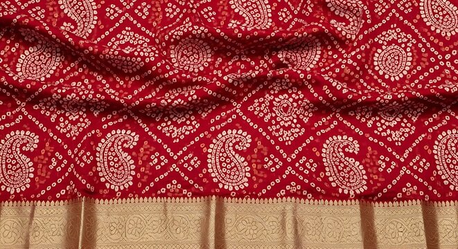 Colorful Bandhani tie-dye textiles from Gujarat featuring intricate dotted patterns and bright colors
