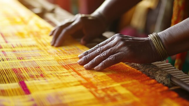 Vibrant Bundeli handloom textiles with traditional patterns and designs.