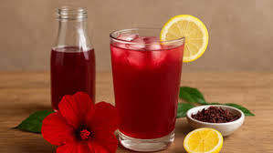 Refreshing crimson-colored juice made from rhododendron flowers blooming in spring.