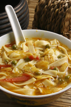 Unique Chhurpi noodle dish featuring soft cheese chunks and Himalayan flavors