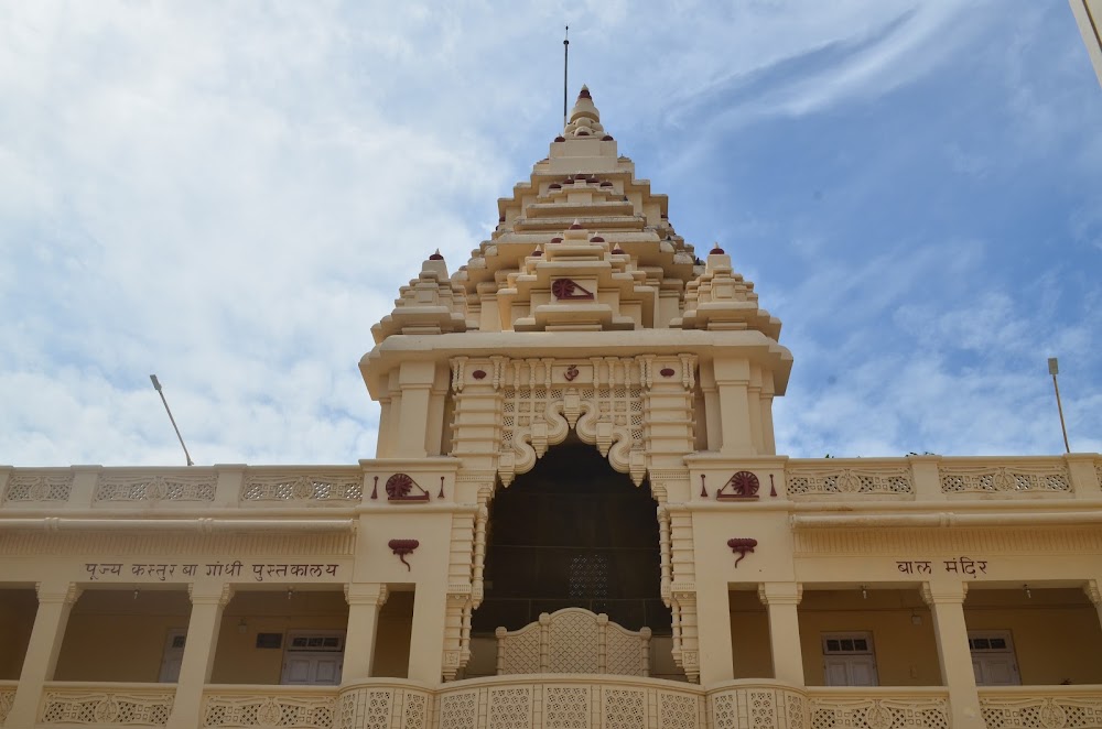 Gayatri Shaktipeeth Temple complex in Porbandar with beautiful idols and spiritual ambiance