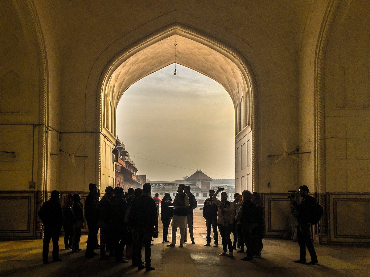 Tourists discovering colonial-era architecture during a heritage walk in Ambala Cantonment.