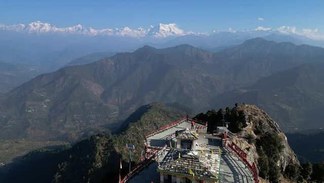 The serene Kartik Swami Temple perched on a hilltop offering panoramic views of the Rudraprayag region.