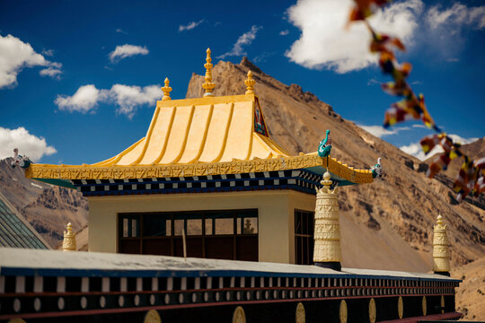Panoramic view of Key Gompa with snow-capped mountains, showcasing the beauty of Lahaul and Spiti.
